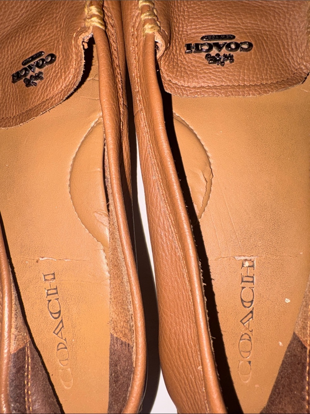 COACH Women's Brown Tan Leather Moccasin Loafers MARY LOCK UP size 10 - Picture 11 of 12
